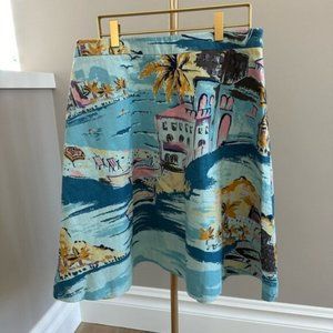 Boden Printed Cotton Midi Skirt 8R – Colorful Summer Vacation Business Casual